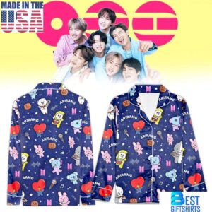 BTS Arirang 2026 Beautiful For Fans Red Satin Pajamas Set, Gifts