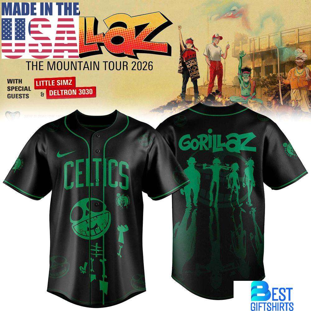 NBA　Celtics ゲームシャツ　XXL Boston Celtics x Gorillaz 2026 The Mountain Tour Jersey, Gift For